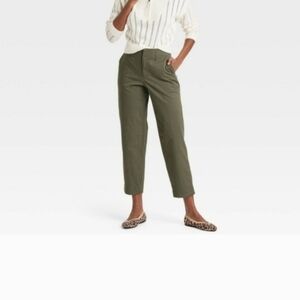 Zara Olive Straight Crop Ankle Pants